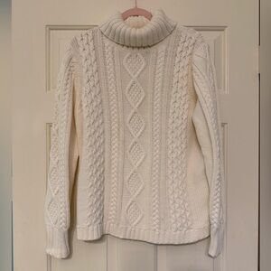 vintage cotton blend fisherman cable knit turtleneck sweater - eddie bauer!